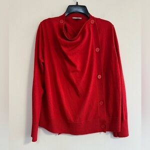 COS Double Breasted Draped Button Front Merino Wool Cardigan in Red, size M